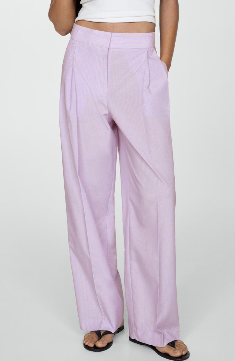 MANGO Pinstripe Wide Leg Pants, Main, color, 