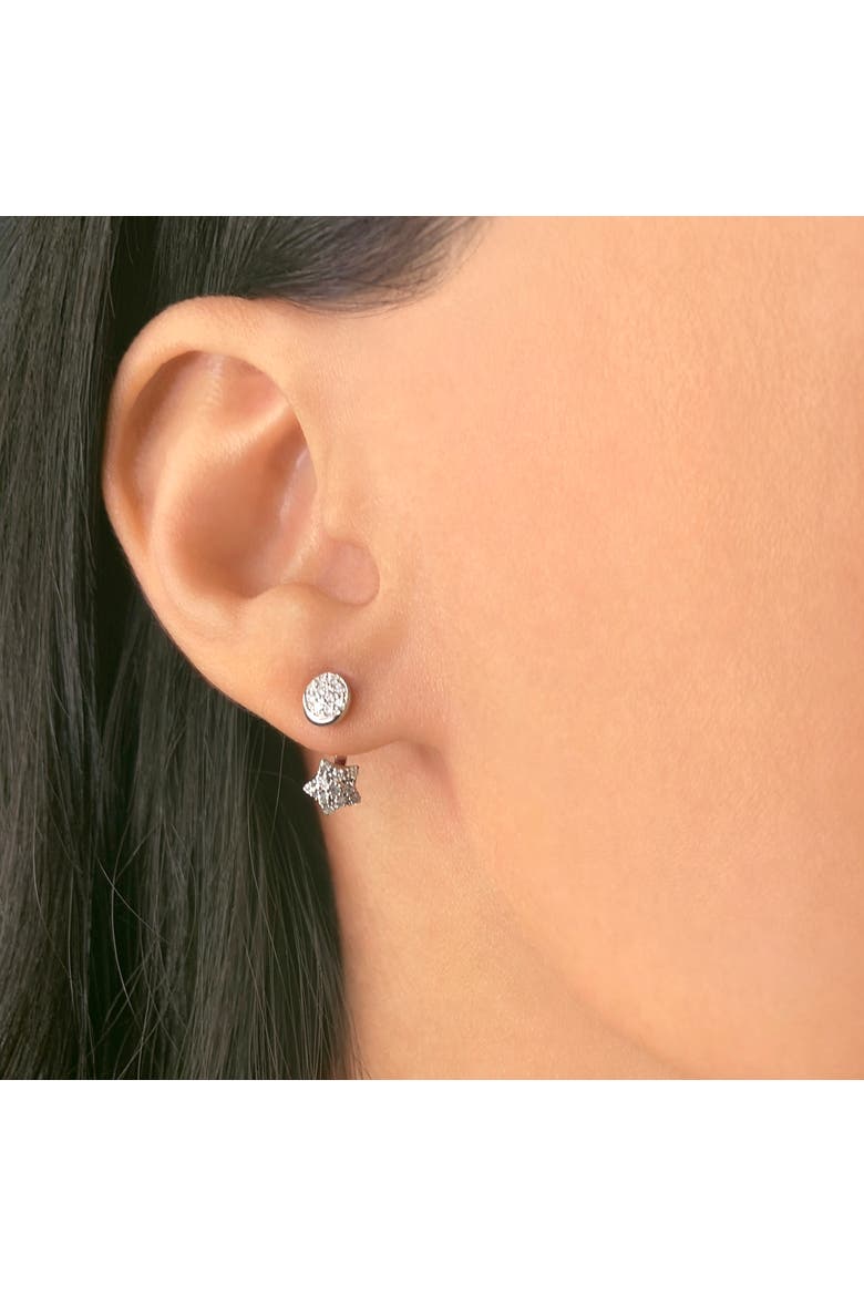 Moon Transformation Star Sterling Silver Diamond Stud Earring, Alternate, color, Silver
