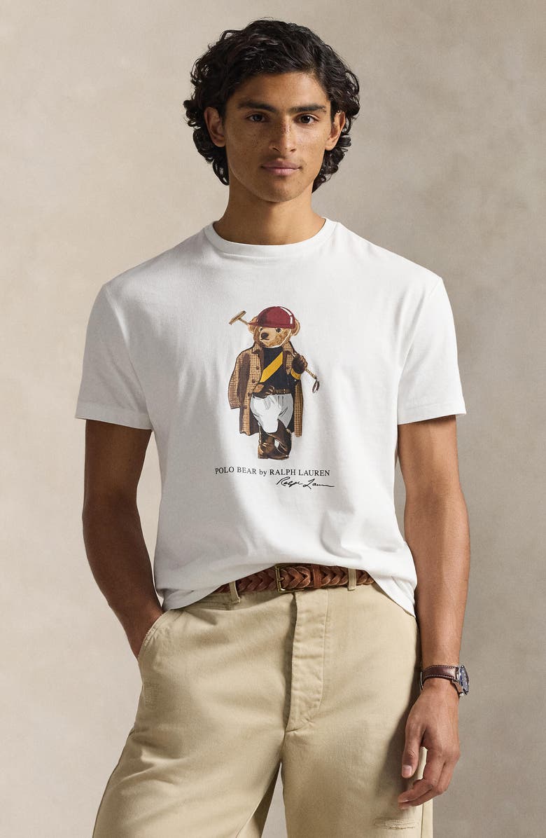 Polo Ralph Lauren Classic Fit Polo Bear Jersey Graphic T-Shirt, Alternate, color, White-Society Bear
