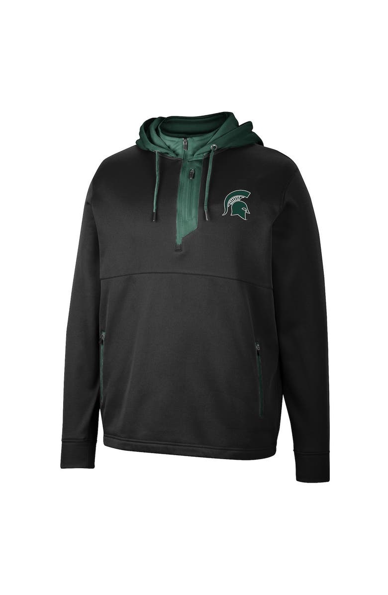 COLOSSEUM Men's Colosseum Black Michigan State Spartans Luge 3.0 Quarter-Zip Hoodie, Alternate, color, 