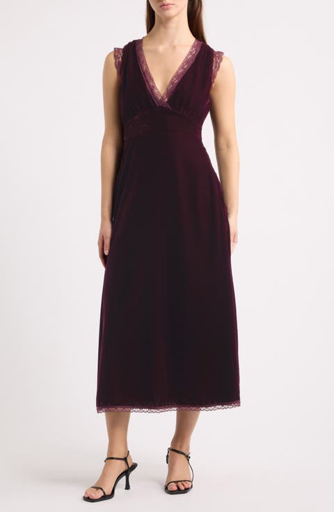Faux Wrap Velvet Midi Dress