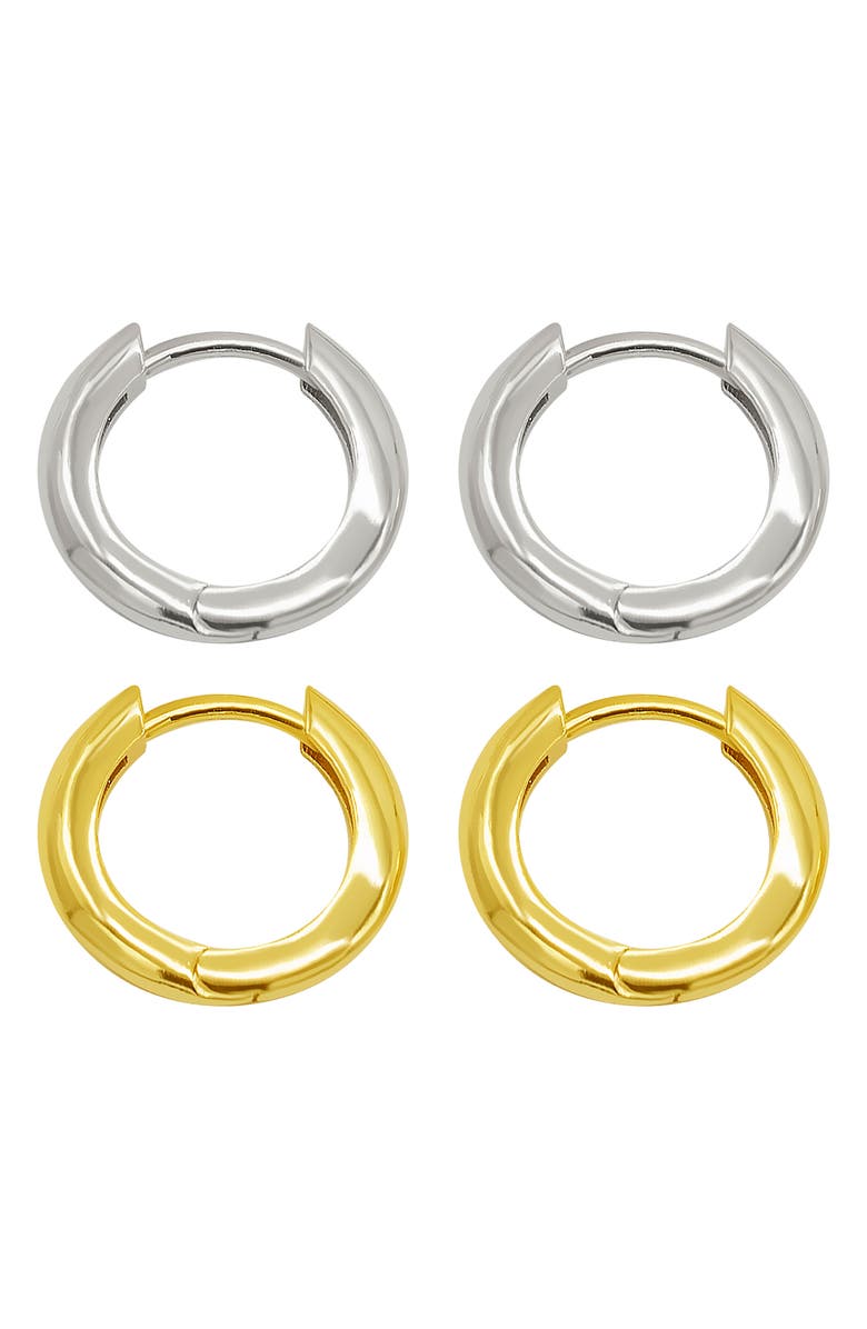 Adornia Set of 2 Two-Tone Huggie Hoop Earrings, Main, color, Multi