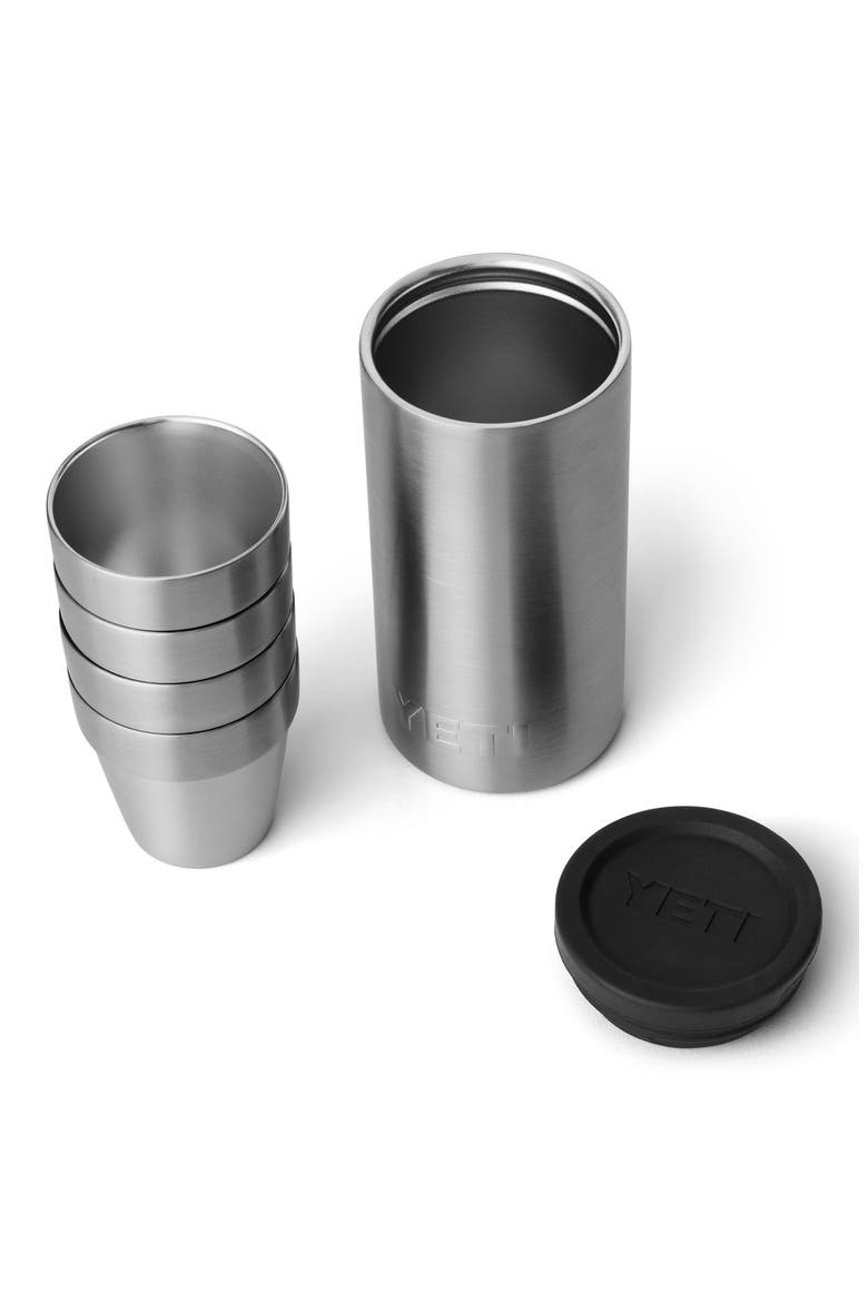 Rambler Set of 4 Shot Glasses & Case, Alternate, color, STAINLESS STEEL
