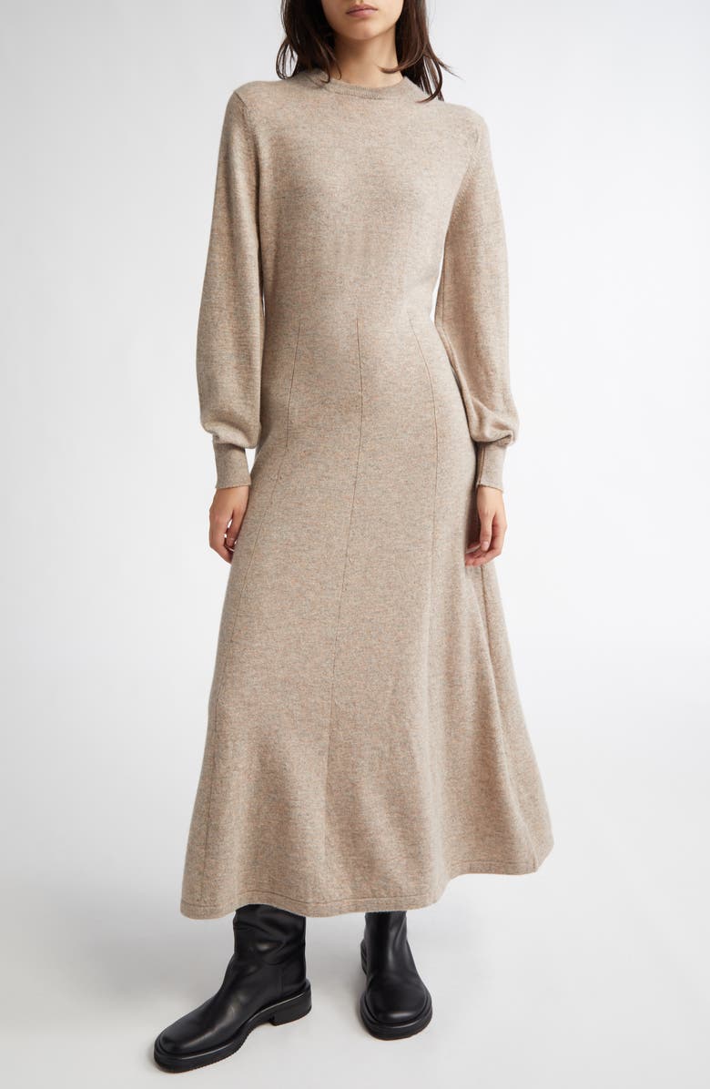 Johnstons of Elgin Long Sleeve Cashmere Sweater Dress, Main, color, Ash