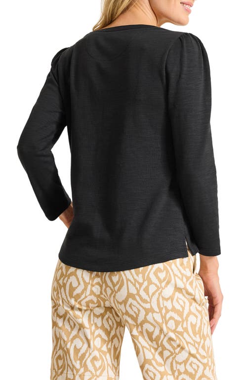 Tommy Bahama Ashby Stretch Cotton Slub Henley Top In Black
