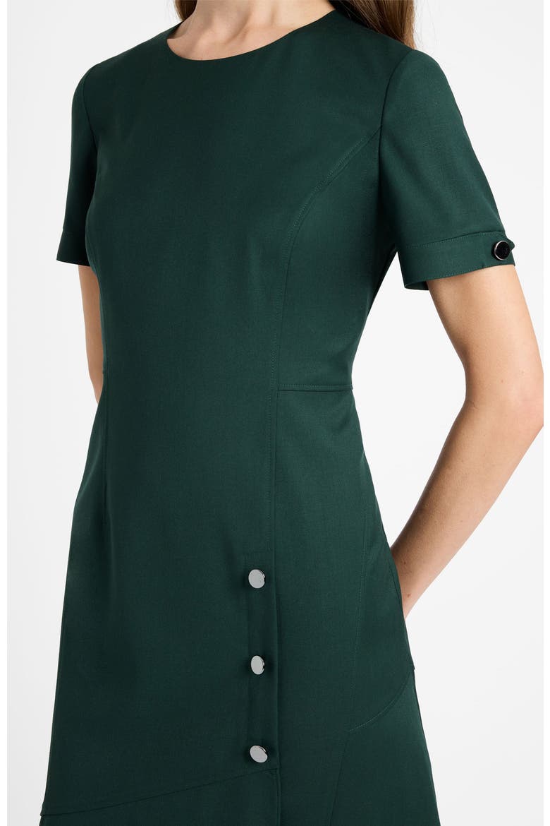 Raine Short Sleeve Hi-Lo Midi Dress in Soft Stretch Twill, Alternate, color, Evergreen