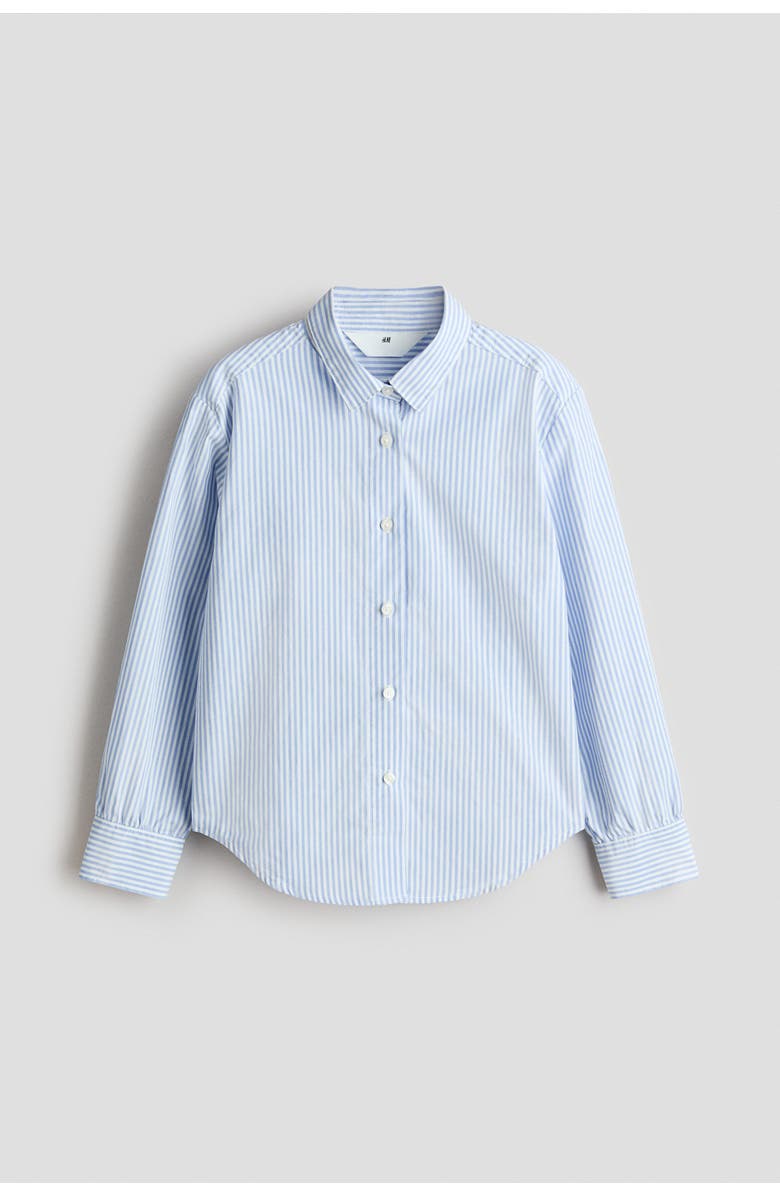 H&M Poplin Shirt, Main, color, Light Blue/Striped