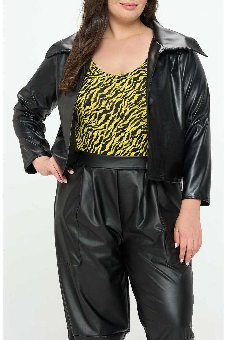 Ryder Faux Leather Crop Jacket, Alternate, color, BLACK