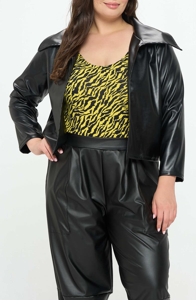 L I V D Ryder Faux Leather Crop Jacket, Alternate, color, Black
