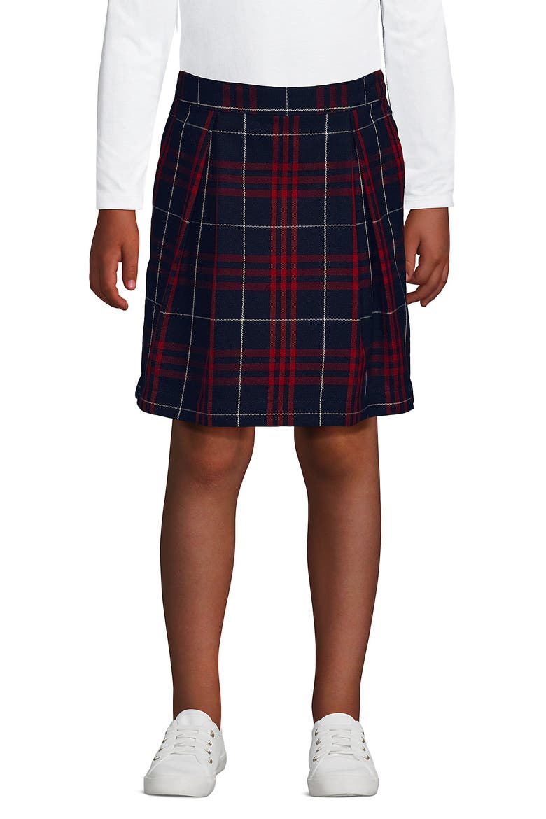 School Uniform Girls Plaid Skort Top of Knee, Main, color, Classic Navy Large Plaid