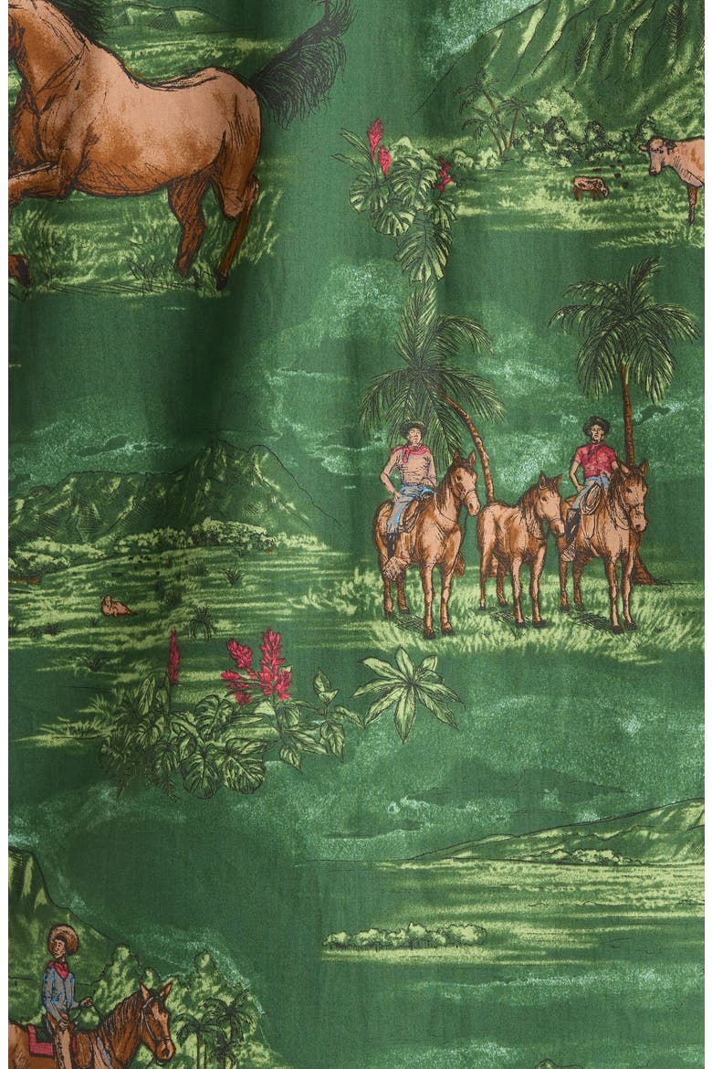Paniolo Country Print Cotton Short Sleeve Button-Down Shirt, Alternate, color, MEADOW