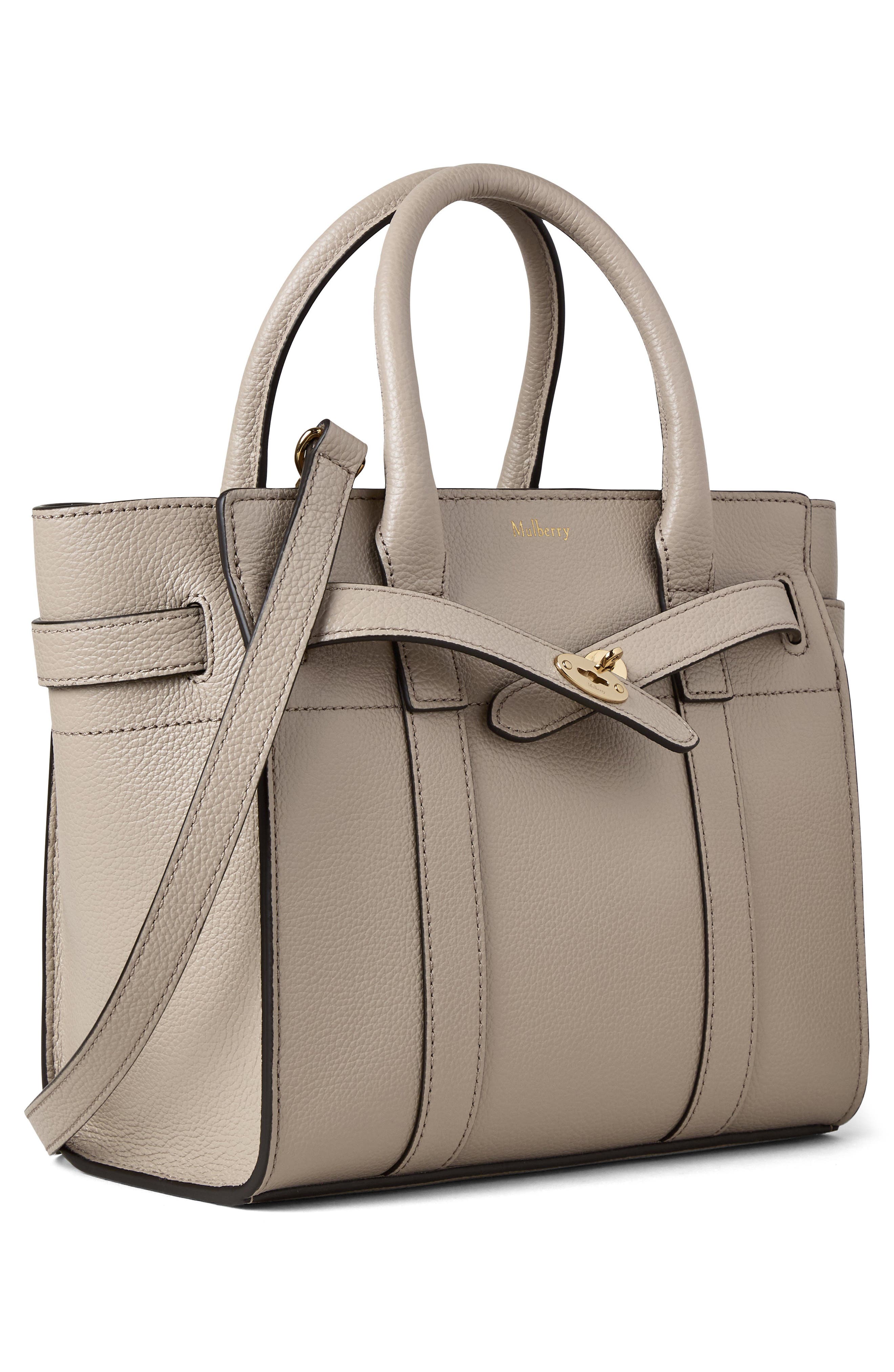 Mini Zipped Bayswater Leather Tote, Alternate, color, CASHMERE TAUPE