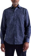 Bugatchi Alvin Shaped Fit Leaf Print Button-Up Shirt