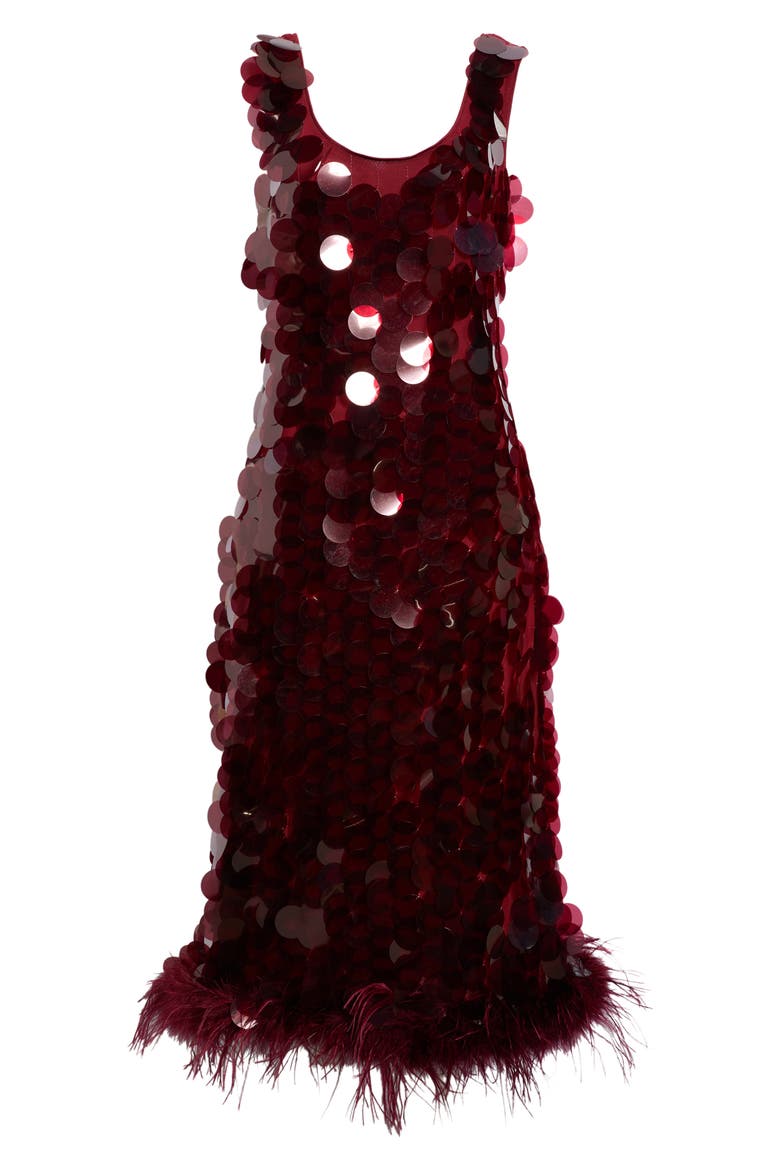 Sleeveless Scoop Neck Midi Dress, Alternate, color, MERLOT