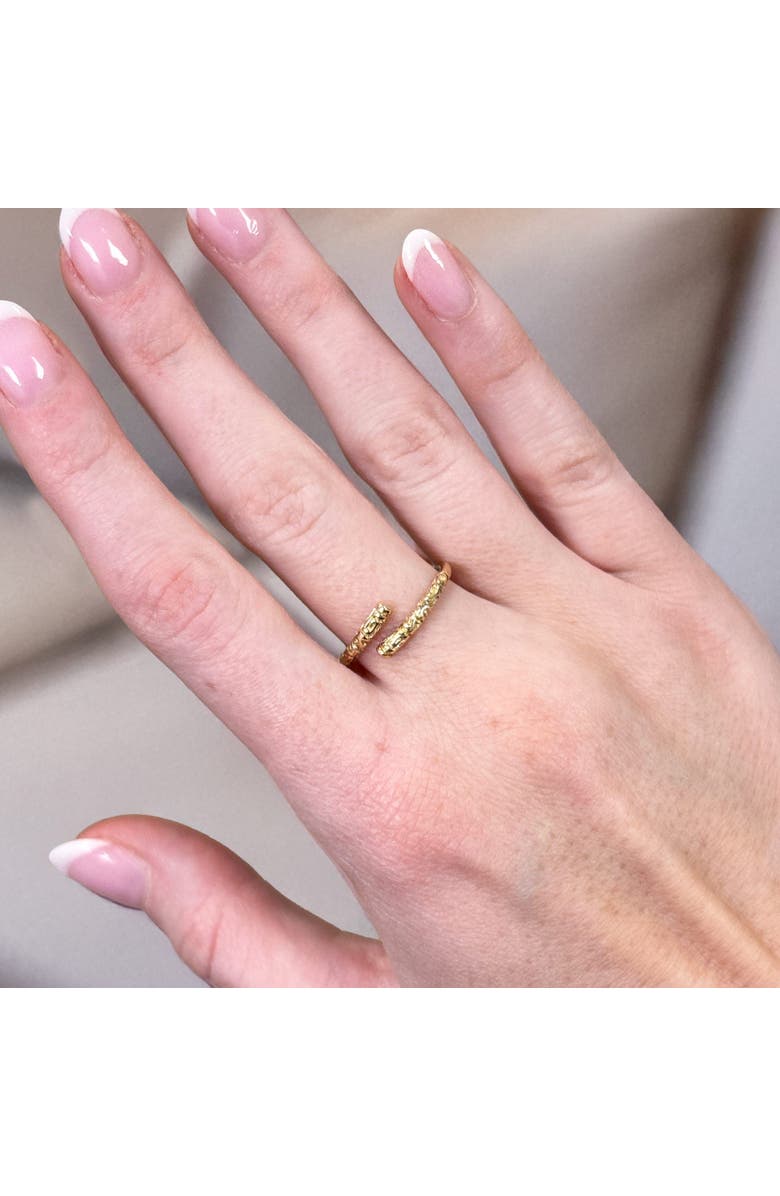 The Lovery Fine Jewelry Carved Gold Bypass Ring, Alternate, color, Yellow Gold
