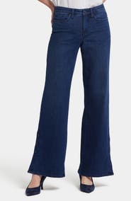 NYDJ Teresa Button Hem Wide Leg Jeans
