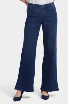 NYDJ Teresa Button Hem Wide Leg Jeans