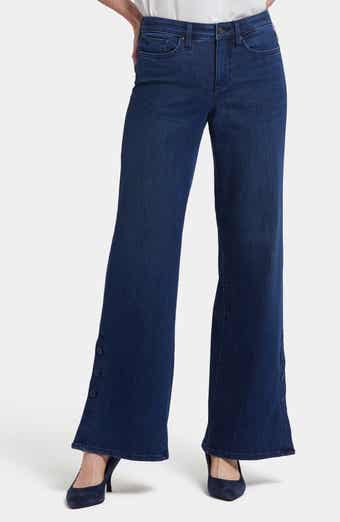 NYDJ Teresa Button Hem Wide Leg Jeans