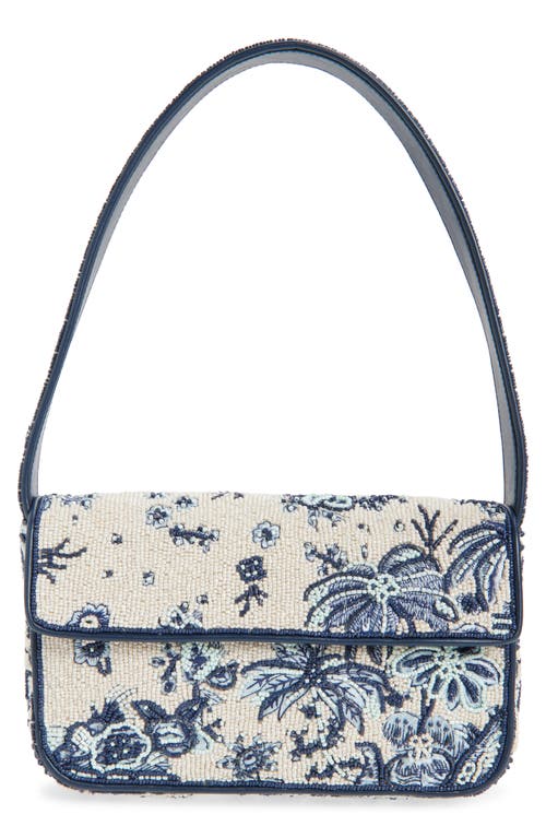 STAUD Tommy Beaded Shoulder Bag in Blue Palm at Nordstrom