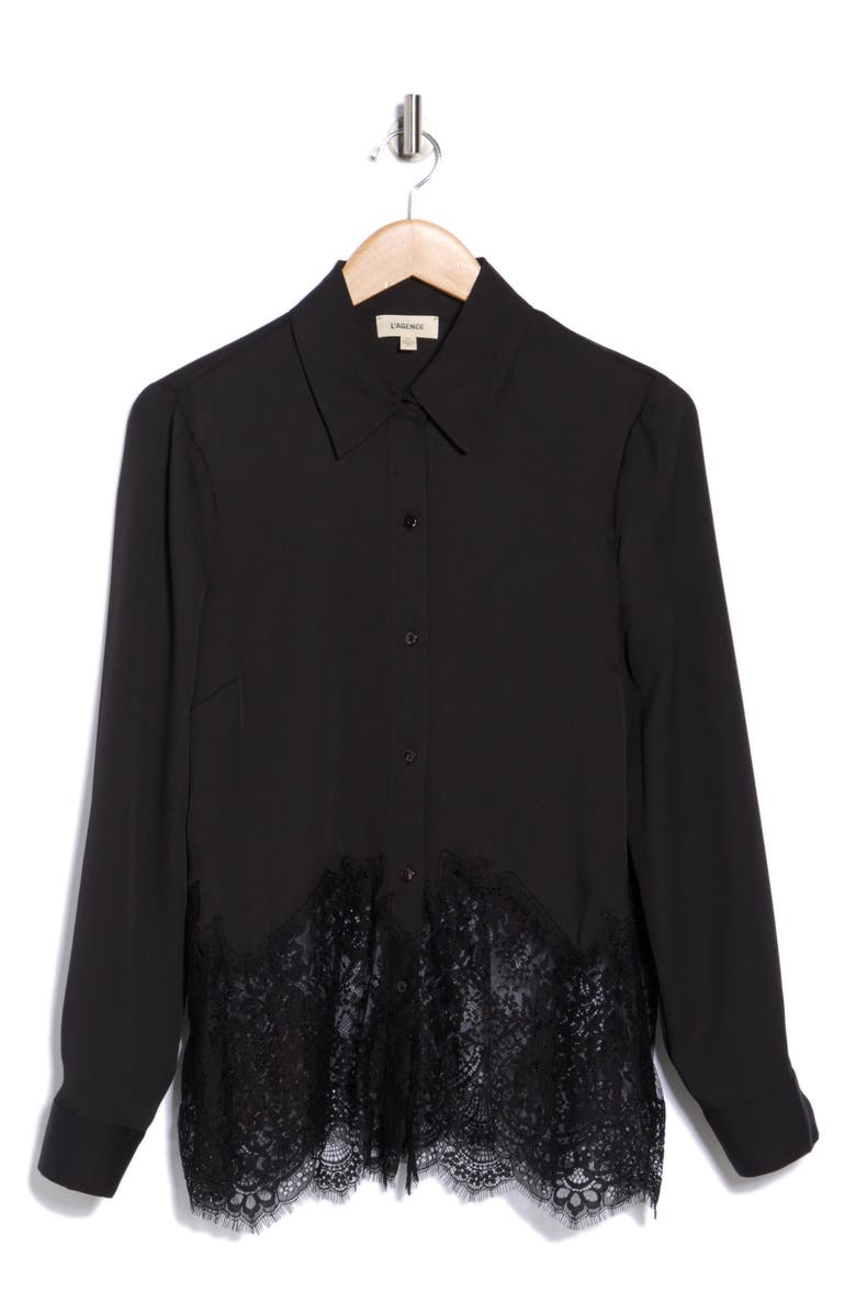 L'AGENCE Adalee Lace Trim Button-Up Shirt, Alternate, color,