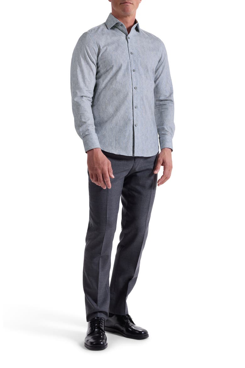 Alvin Trim Fit Shadow Paisley Cotton Button-Up Shirt, Alternate, color, STEEL