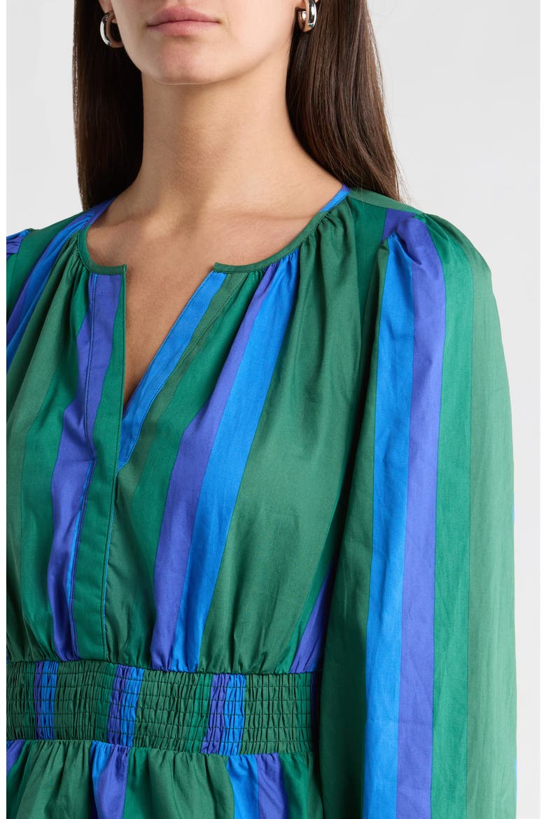 Dolary Stripe Mirana Smock Top, Alternate, color, EMERALD-BLUES