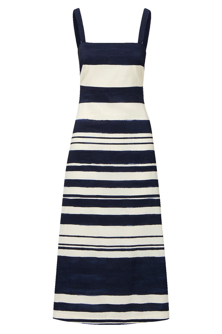 Ella Stripe Sleeveless Midi Dress, Alternate, color, NAVY DOVE