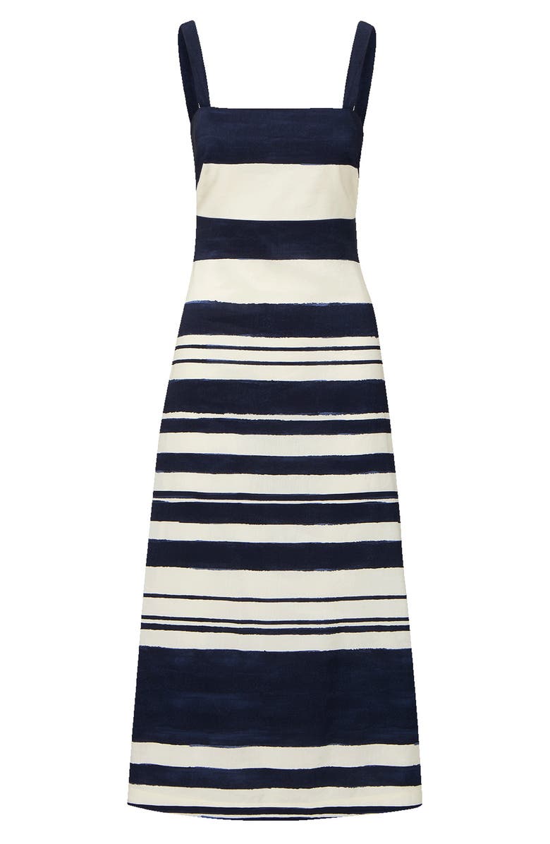 Veronica Beard Ella Stripe Sleeveless Midi Dress, Alternate, color, Navy Dove