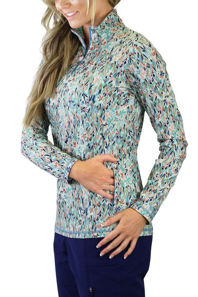 Quarter Zip Vented Sun Shirt, Alternate, color, Painted Eden