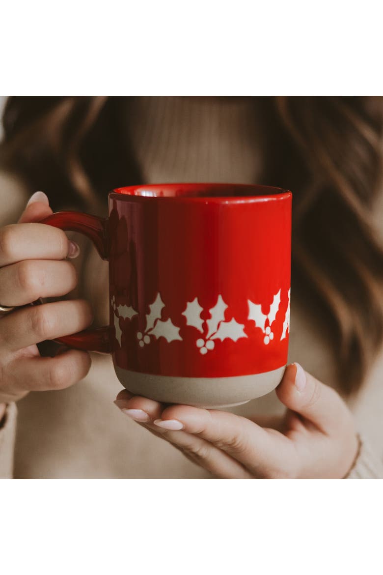 Holiday 14 oz Stoneware Coffee Mug, Alternate, color, Holly