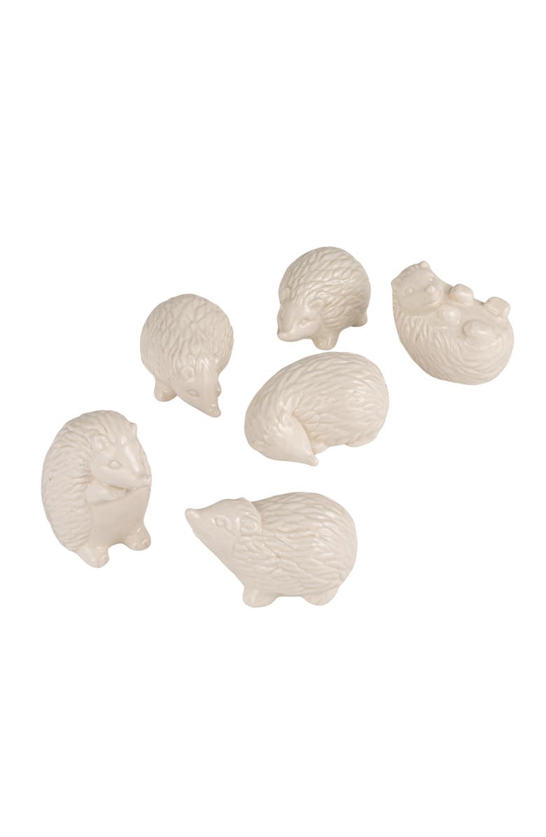 Storied Home 6-Piece Stoneware Hedgehogs Accent Decor, White, Main, color, White