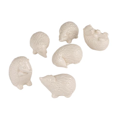 6-Piece Stoneware Hedgehogs Accent Decor, White