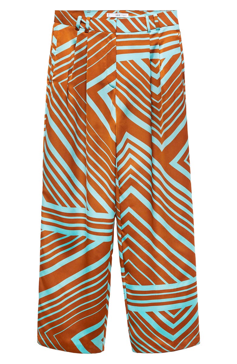 MANGO Geo Print High Waist Satin Pants, Alternate, color,