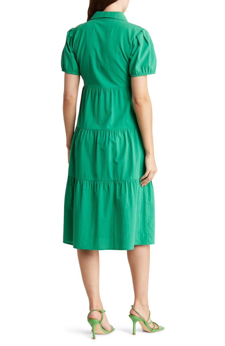 AREA STARS Short Sleeve Tiered Shirtdress, Alternate, color, Green