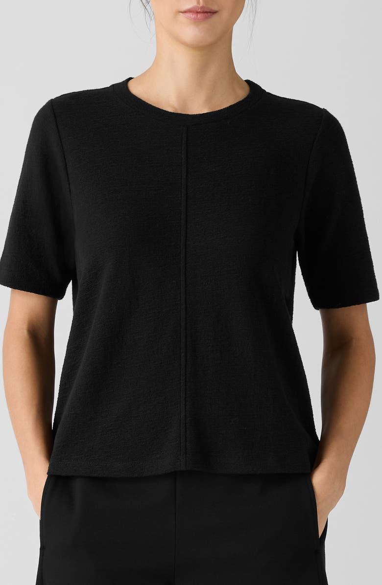 Eileen Fisher Crewneck Short Sleeve T-Shirt, Main, color, Black