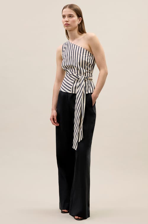 Rebecca Taylor Isla Stripe Poplin Top In Brown