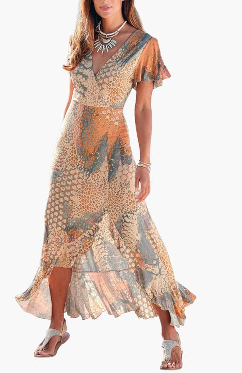 Women's Printed Side Slit Maxi Dress