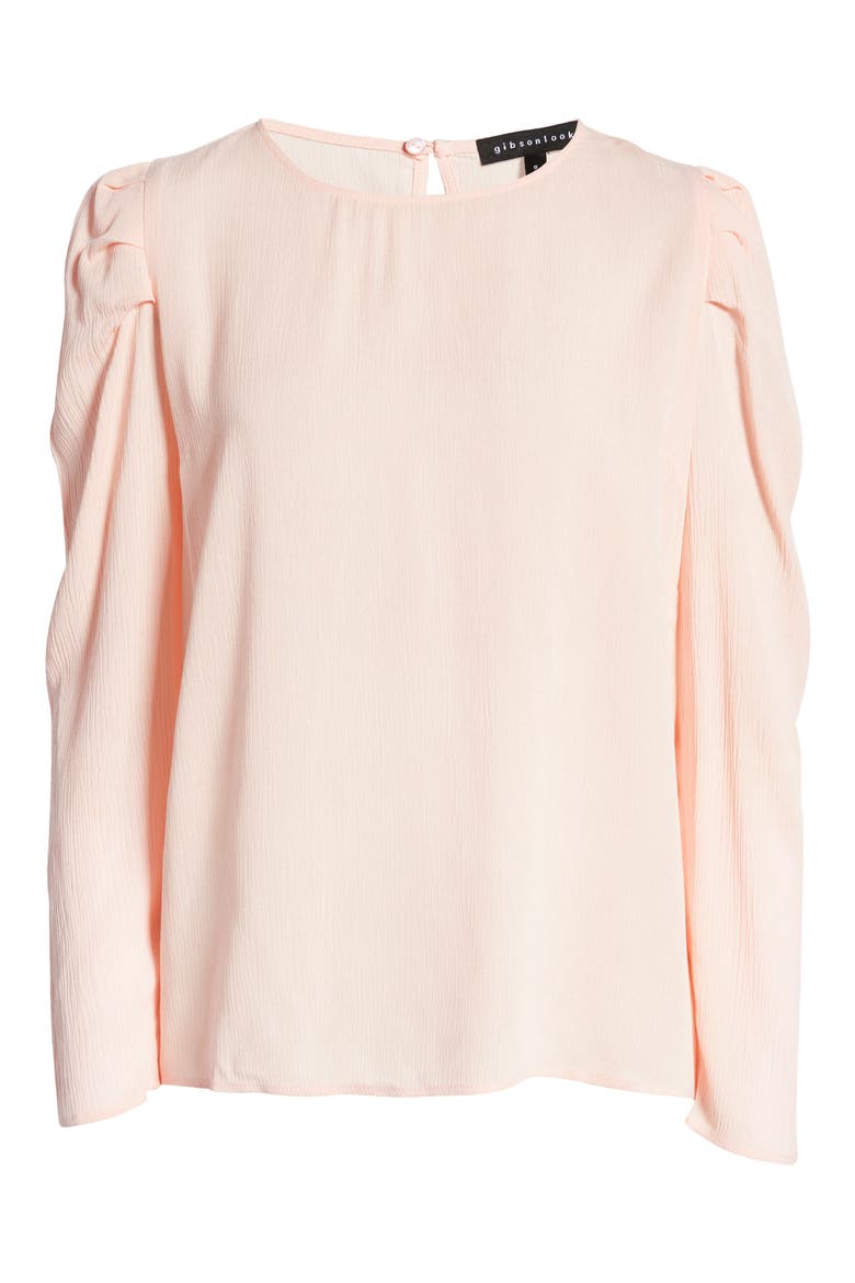 Pleated Sleeve Top, Alternate, color, BLUSH