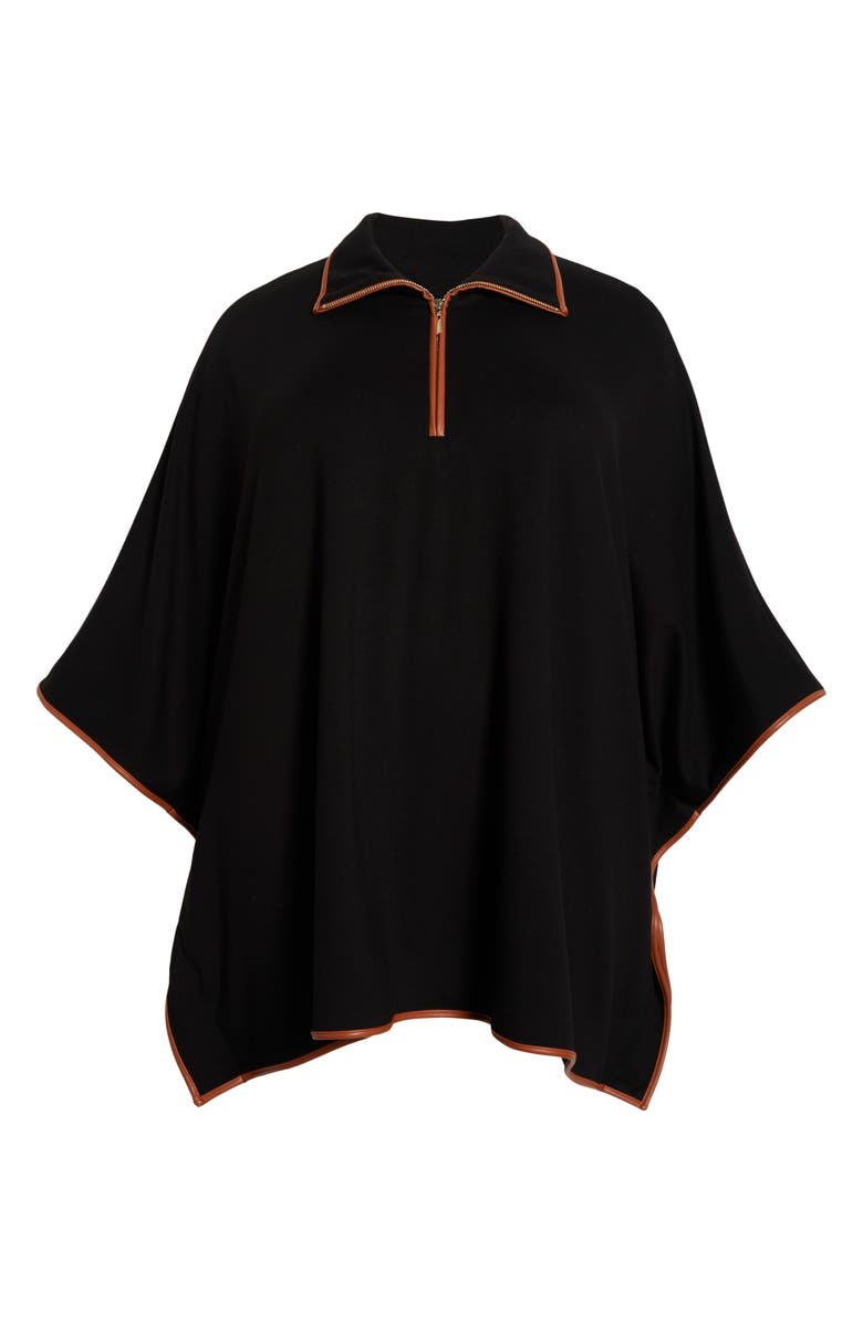 Jones New York Tipped Quarter Zip Poncho, Alternate, color, Jones Black/ Medchestnut
