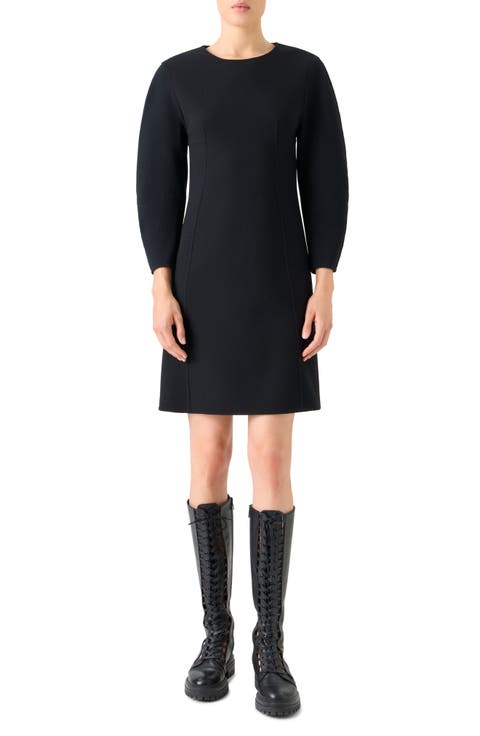Long Sleeve Wool Blend Sheath Dress