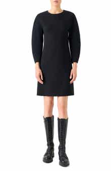 Long Sleeve Wool Blend Sheath Dress