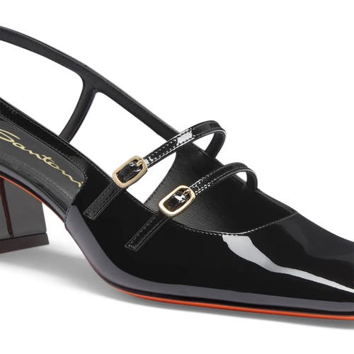 Santoni Mid-heel Slingback In Black