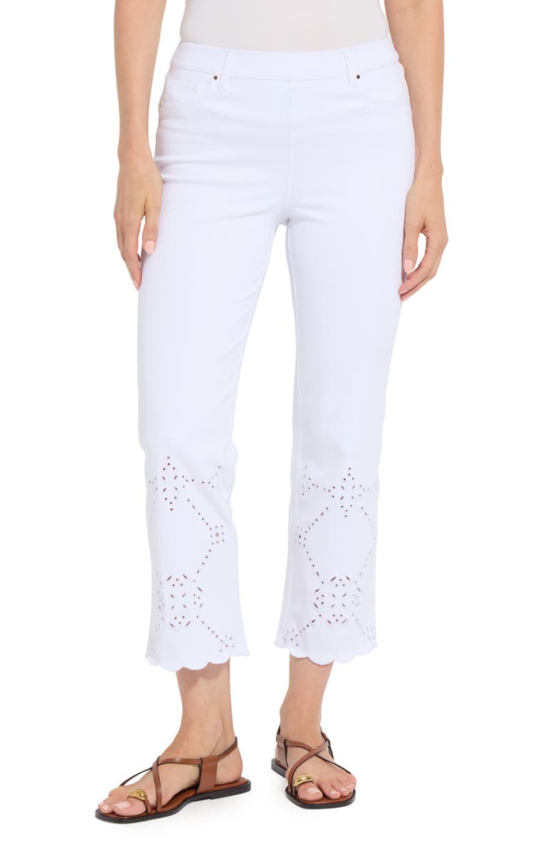 Lysse Billie Eyelet Pull-On High Waist Crop Straight Leg Jeans, Main, color, White