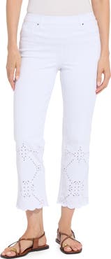 Lysse Billie Eyelet Pull-On High Waist Crop Straight Leg Jeans