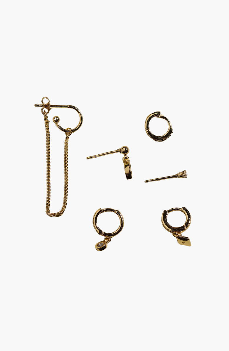 Nickel & Suede Dainty Earrings Set, Main, color, Assorted Gold