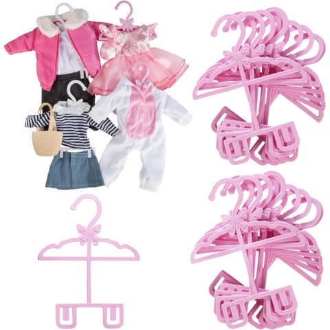 Pink Full-Outfit Hanger 24pk for American 18" Doll Clothes- Hold Your Tops & Bottoms Together
