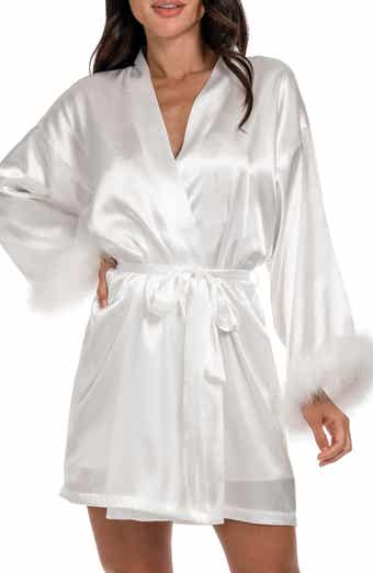 In Bloom by Jonquil Zayla Feather Trim Satin Robe