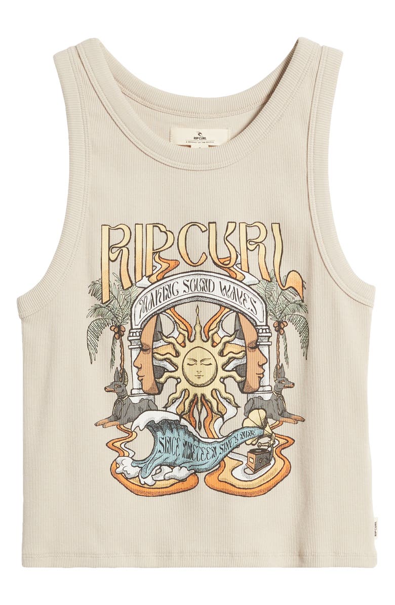 Rip Curl Sound Wave Rib Graphic Tank, Alternate, color, Natural