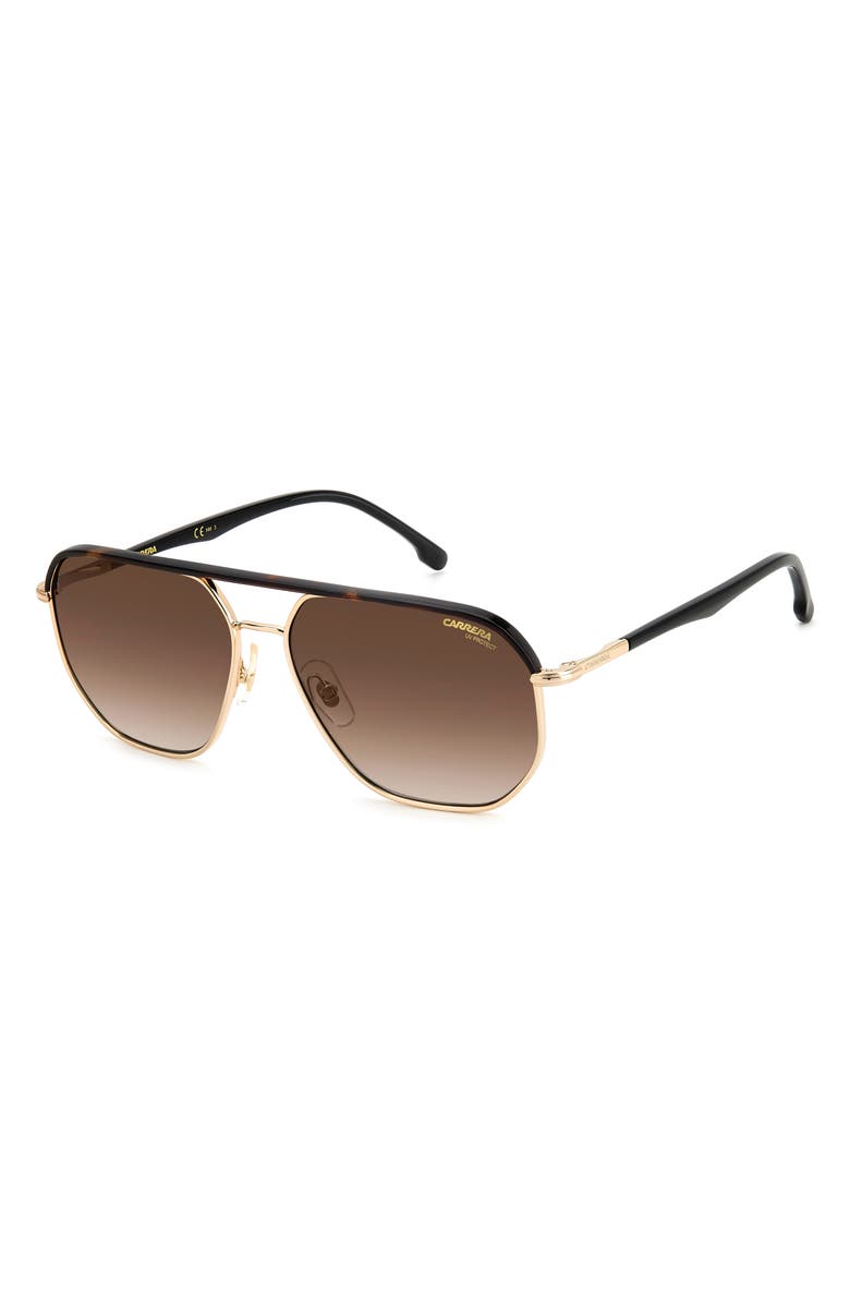 Carrera Eyewear 59mm Aviator Sunglasses, Alternate, color, Gold Havana