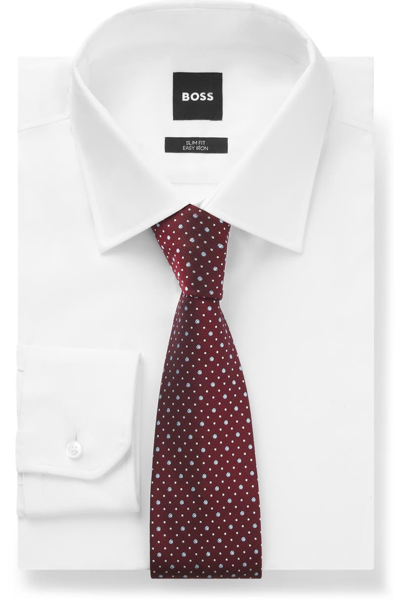 BOSS Medallion Silk Blend Tie, Alternate, color, Dark Red